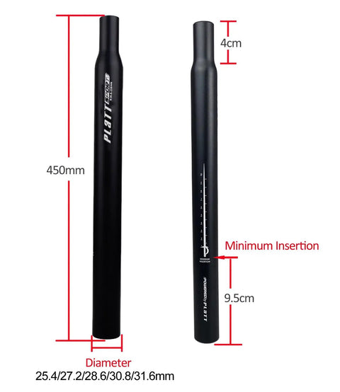 Durable Aluminum Bicycle Seat Post 450Mm Length For BMX MTB And Road Bikes, 25.4/27.2/28.6/30.8/31.6Mm Diameters, 6061 Alloy