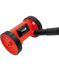 Ace At Garden Layouts With Compact Four Inch Mini Measuring Wheels For Walk Off Distances On Fence Lines showing red measuring wheel with display.