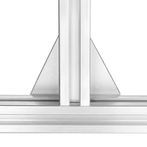Kickass 2020 Series Aluminum Corner Brackets And Five Hole T Shape Joint Plates For Building Heavy Duty Industrial Rigs Sweet 3D Printer Mods And CNC Frame Assemblies With Durable Silver Finish, mounted angle view.