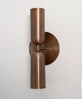 Modern Brass Wall Sconce – Mid Century Cylinder Up and Down Wall Light, Minimalist Indoor Lighting Fixture with brushed brass finish.