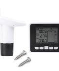 Ultrasonic Water Level Sensor Transmitter With LCD Temperature Display Real Time Liquid Level Monitor With Min/Max Recording High And Low Alarm Indoor Temperature Readout Suitable For Tanks Wells And Drums next to screws