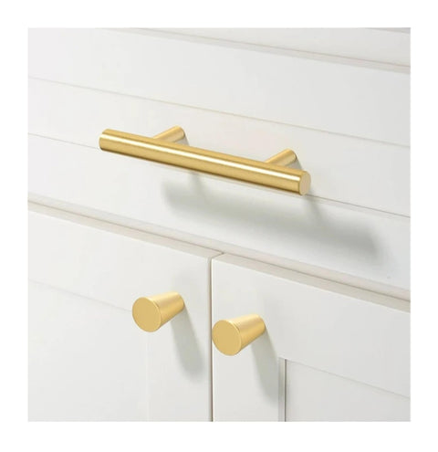 Gold Brass Cabinet Drawer Pull Handles For Cabinets And Furniture, Long Easy Grip Knobs With Classic Polished Finish, DIY Friendly Hardware