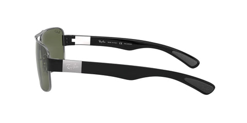 Side view of Mens Square Sunglasses With Gunmetal Frame And Polarized Green Lenses Rx Ready 64 mm Case Included