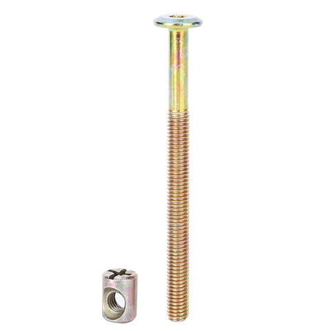 Heavy Duty Furniture Bolts And Barrel Nuts Set M6 Hex Dowel Bolts With Cross Dowel Nuts 100Mm Zinc Plated Steel components.