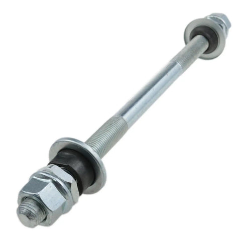 Heavy Duty Bicycle Axle 185mm And 7.28 Inch Front And Rear Hub Axle Three Eighths Inch 26 TPI Silver Cone Lock Nut Washer Kit 1pc