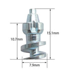 Close-up of a 50 Pack Anti Slip Tire Thread Studs For Heavy Duty Traction On Loader Skid Steer Forklift Tractor Motorcycle And Off Road Vehicles Tungsten Steel Snow Screws With Aluminum Base Delivering Enhanced Grip And All Weather Safety, showing dimensions.