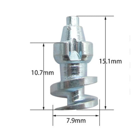 Close-up of a 50 Pack Anti Slip Tire Thread Studs For Heavy Duty Traction On Loader Skid Steer Forklift Tractor Motorcycle And Off Road Vehicles Tungsten Steel Snow Screws With Aluminum Base Delivering Enhanced Grip And All Weather Safety, showing dimensions.