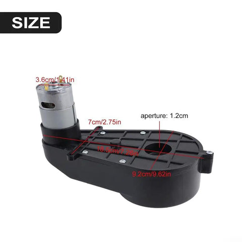 High Speed 24V 30000RPM Gearbox For Electric Cars Replacement Motor Gearbox For Ride On Toys Two Pack; side view with size dimensions