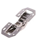 Rock Solid Stainless Steel Cabinet Door Hinge Featuring Drop Dead Smooth Hydraulic Soft Closing 90 Degree Folding Furniture Hardware That Shuts Quietly Without Making A Peep White close-up of hinge