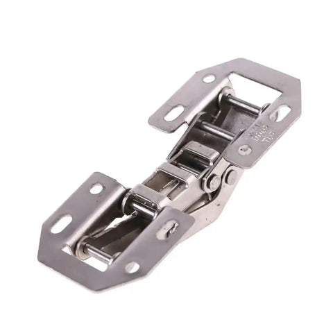 Rock Solid Stainless Steel Cabinet Door Hinge Featuring Drop Dead Smooth Hydraulic Soft Closing 90 Degree Folding Furniture Hardware That Shuts Quietly Without Making A Peep White close-up of hinge