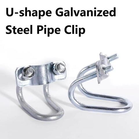 4 Pack Heavy Duty Cross Connector Pipe Clips For Steel Tubes Vertical U Shaped Clamps That Lock Crosses Perfect For Shelf Beams Farm And Greenhouse Frames Top Rail Fence Scaffolding Piping 50x50mm, galvanized steel U-shaped pipe clips