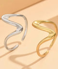 Irregular Curved Open Rings In Gold And Silver Stainless Steel Adjustable V Shape Band Jewelry For Women Trendy Minimalist Stacking Rings Personalized Look 2 Piece Set For Everyday Wear Or Gift