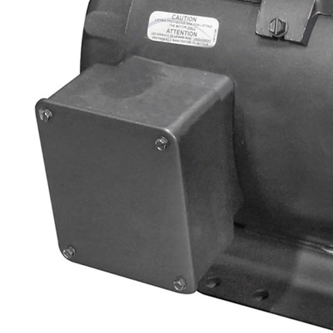 Close-up of the 7.5 HP Electric Motor For Compressors, 1725 RPM, gray casing on the rigid base.