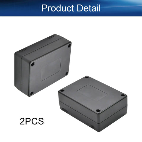 Built Tough Abs Plastic Junction Box For Circuit Boards Dustproof Electronics Project Enclosure Housing Black 3.54 By 2.56 By 1.42 Inches Two Pack showing two boxes at angle.