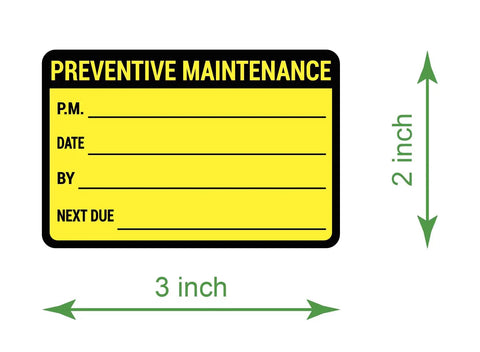 2x3 Inch Preventive Maintenance Sticker Set 200 Pcs Black Yellow Labels for Machines with fillable fields