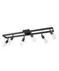 Six Light Adjustable Track Lighting Setup in Matte Black Industrial Farmhouse Style With Pivoting Heads E26 Base Dimmable