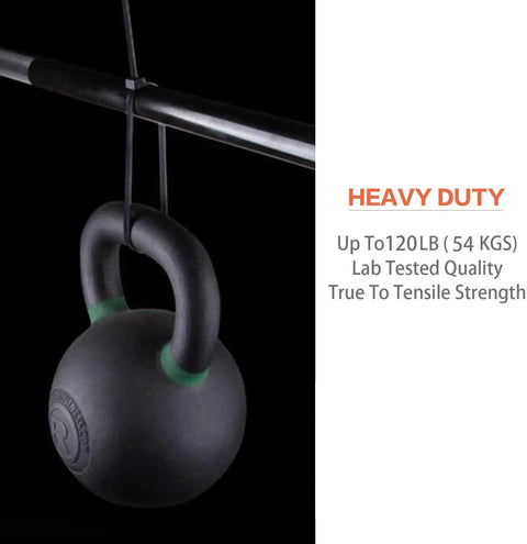 22 Inch Heavy Duty Zip Ties With 120 Pound Tensile Strength UV Resistant Black Cable Ties securing a kettlebell to a bar