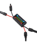 Heavy Duty Power Meter 0 To 60 Volts 150 Amps Solar Panel Tester with Photovoltaic Connector showing a digital display and connectors.
