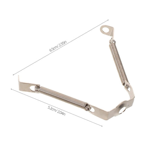 Silver Spring Loaded Tube Retainer Clip, dimensions labeled, part of Five Pack For Guitar Amps And Vintage Audio Gear