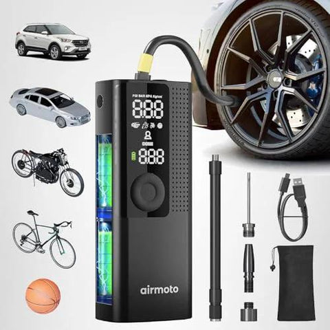 Portable Tire Inflator Air Compressor With Digital Pressure Gauge LED Light And Auto Shut Off For Cars Trucks SUVs Motorcycles Bicycles And Balls Cordless Pump Quickly Inflates Up To 120 PSI With Precise Readings In A Compact Easy To Store Design