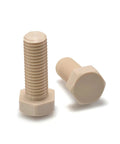 Top Shelf M3x16 PEEK Hex Head Screws 10 Pack displayed in beige color showing hex drive head and threaded shaft.