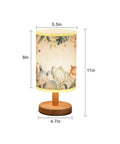 Minimalist Safari Animals Watercolor Bedside Table Lamp With Baby Elephant Lion Zebra Giraffe Wood Base And Flaxen Fabric Shade
