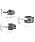 Cabilock 3 Pc Electric Drill Pipe Threader Kit For Cutting Plastic And Metal Pipes features three interchangeable cutters for varied tubing sizes.