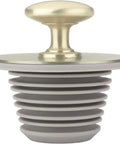 Happyyami Bathtub Drain Stopper Rubber Plug with Handle Leak Proof Seal, gray rubber stopper with gold handle, 1.35-1.8 inches.