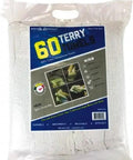 Virgin Terry Cotton Towels Pack Of 60, 14 By 17 Inches, White, medium lint terry cloth, packaging view