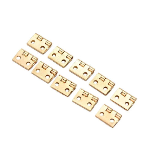 Brass Plated Mini Hinge Set For 1/12 Dollhouse Furniture, 10 pcs small decorative cabinet door hinges with 4 mounting holes