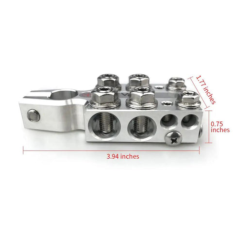 Heavy Duty 20-Way Lead Acid Battery Post Terminal Ends Distribution Block Bus Bar for Tapered Top SAE DIN EN Posts, 3.94-inch aluminum