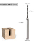 CNC router bit with 1/8 in shank, 1/16 in cutting dia, two-flute upcut carbide end mill for wood PVC MDF hardwood