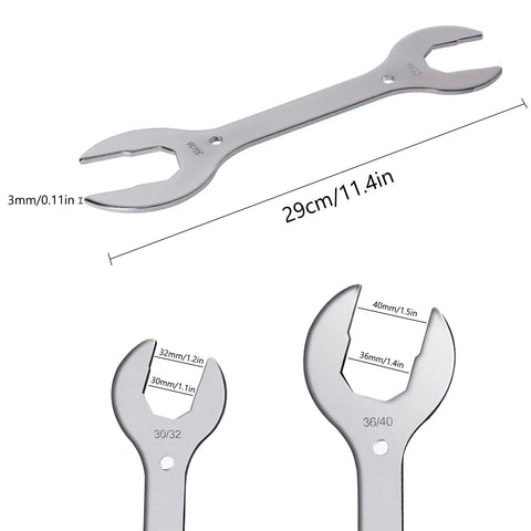 4 In 1 Bike Headset Wrench Spanner Set With 30 32 36 40mm Sizes For Quick Disassembly, Bicycle Repair Multi Tool, Nickel Plated Steel