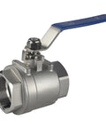 Stainless Steel Ball Valve Handle DN20 Water Valve Lever For Outdoor Faucet Replacement Kit with blue anti-slip grip, side view