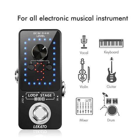 Nine Loop Guitar Looper Pedal With 40 Minute Total Recording Time And Ten Minute Per Loop Uncompressed 48K 24Bit Audio