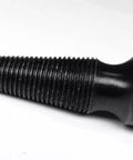 Lathe Spindle With Three Eighths Inch Arbor Hole Friction Grip To Shaft Left Hand Threaded Three And A Half Inch Overall Length Cold Rolled Steel Anodized Black Finish, side view