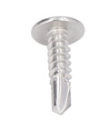 Close-up of Self Drilling Screws With Round Washer Head In 304 Stainless Steel For Wood And Metal Quick Installation, Rust Resistant M4.8x19
