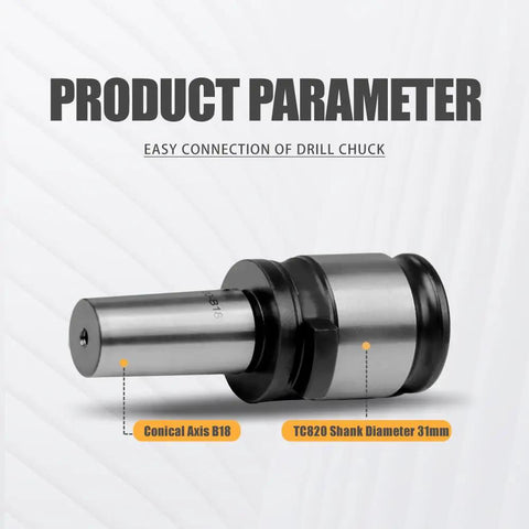 TC820 Drill Chuck Adapter and Connecting Rod Conversion Kit for M24HR/M30R/M36R Electric Tapping Machines, conical axis B18 shown