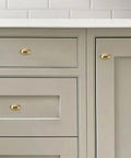 Ten Pack 1 3 Eighths Inch Champagne Bronze Cabinet Knobs Egg Shaped Satin Brass Oval Drawer Hardware Zinc Dresser Pulls For Kitchen Cabinets And Dressers With Durable Zinc Alloy Construction And Sleek Satin Finish on beige cabinet drawers