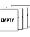 Empty Label Sticker for Warehouse Status and Inventory Marking, bold black text on white vinyl with "EMPTY" visible, stack of four.
