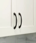 Installed Oil Rubbed Bronze Cabinet Pull Handle Six And A Quarter Inch Length Five Inch Center To Center Traditional Classic Style
