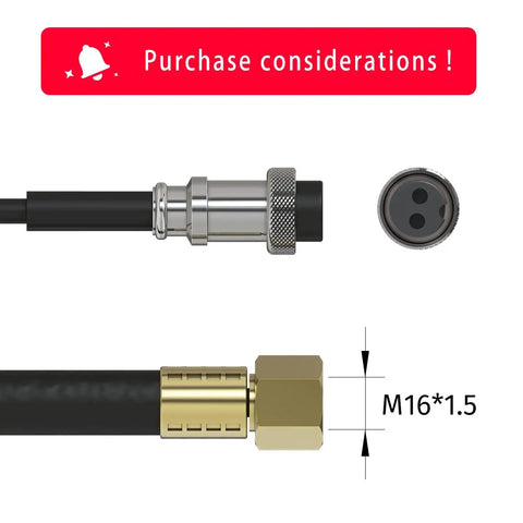 Air Cooled TIG Welding Torch With 13 Ft Cable 150A DC And 120A AC M16 Connector Two Pin Socket connection details