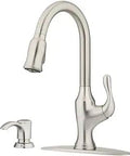 Deming Kitchen Faucet With Pull Down Sprayer And Soap Dispenser Single Handle High Arc Spout Spot Defense Stainless Finish