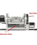 Pro Grade Cnc Rotary Table With Precision Stepper Motor And Smooth Fourth Or Fifth Axis Chuck Built Like A Tank For Milling With EightToOne Gear Ratio And Stable TSlot Base, showing gear ratios and sturdy construction.