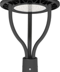 Ultra Bright 150W LED Post Top Light with 19,500 Lumen Output, 5000K Cool White, black die-cast aluminum construction