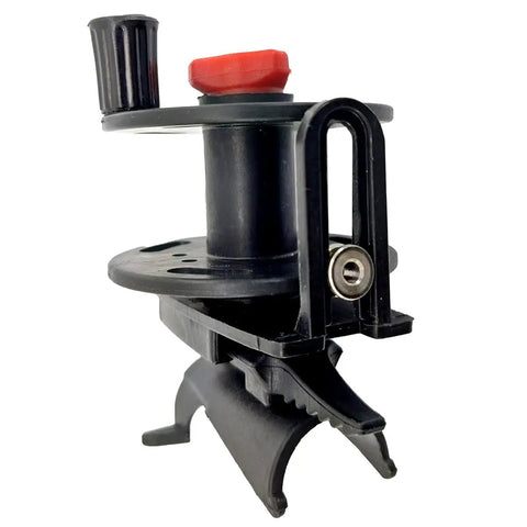 Universal Composite Speargun Reel 30M For Spearfishing with sliding stainless line guide and dual mount brackets in black