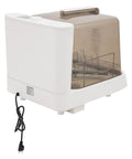 No Sweat Countertop Dishwasher Packs Auto Dry Function Smart Touch Interface clear door and spinning jets, compact size.