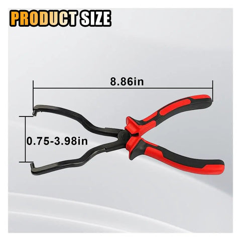 Fuel Line Pliers Quick Disconnect Tool For Gas Hose Clips, Heavy Duty Carbon Steel, 8.86in length, red and black handle