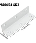 Heavy Duty Stainless Steel White Corner Brackets Set Of 4 With Screws, L Shaped Furniture Braces shown with measurements