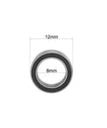 MR128-2RS Deep Groove Ball Bearing Set, 8mm ID, 12mm OD, 3.5mm thick, double sealed chrome steel close-up, front view